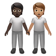 🧑🏿‍🤝‍🧑🏽 Emoji sich an den Händen haltende Personen: dunkle Hautfarbe, mittlere Hautfarbe Apple iOS 14.2.