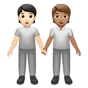 🧑🏻‍🤝‍🧑🏽 Emoji sich an den Händen haltende Personen: helle Hautfarbe, mittlere Hautfarbe Apple iOS 14.2.