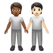🧑🏾‍🤝‍🧑🏻 Emoji sich an den Händen haltende Personen: mitteldunkle Hautfarbe, helle Hautfarbe Apple iOS 14.2.