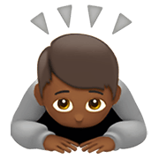 Emoji 🙇🏾 Persona Che Fa Un Inchino Profondo: Carnagione Abbastanza Scura su Apple iOS 14.2.
