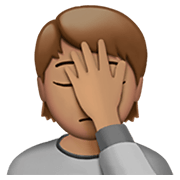 🤦🏽 Emoji Persona Con La Mano En La Frente: Tono De Piel Medio en Apple iOS 14.2.