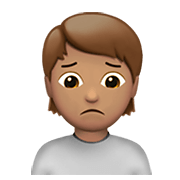 🙍🏽 Emoji missmutige Person: mittlere Hautfarbe Apple iOS 14.2.