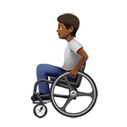 🧑🏾‍🦽 Emoji Person in manuellem Rollstuhl: mitteldunkle Hautfarbe Apple iOS 14.2.