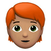 🧑🏽‍🦰 Emoji Erwachsener: mittlere Hautfarbe, rotes Haar Apple iOS 14.2.