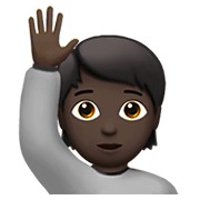 🙋🏿 Emoji Person mit erhobenem Arm: dunkle Hautfarbe Apple iOS 14.2.