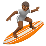 🏄🏾 Emoji Surfista: Pele Morena Escura na Apple iOS 14.2.