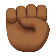 ✊🏾 Emoji erhobene Faust: mitteldunkle Hautfarbe Apple iOS 14.2.