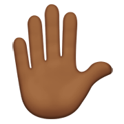✋🏾 Emoji erhobene Hand: mitteldunkle Hautfarbe Apple iOS 14.2.