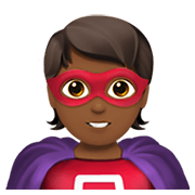 🦸🏾 Emoji Super-herói: Pele Morena Escura na Apple iOS 14.2.