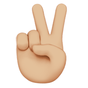 ✌🏼 Emoji Victory-Geste: mittelhelle Hautfarbe Apple iOS 14.2.