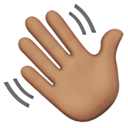 👋🏽 Emoji winkende Hand: mittlere Hautfarbe Apple iOS 14.2.