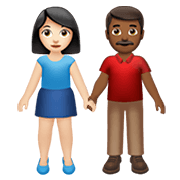Émoji 👩🏻‍🤝‍👨🏾 Femme Et Homme Se Tenant La Main : Peau Claire Et Peau Mate sur Apple iOS 14.2.
