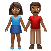 👫🏾 Emoji Mann und Frau halten Hände: mitteldunkle Hautfarbe Apple iOS 14.2.