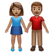 👫🏽 Emoji Mann und Frau halten Hände: mittlere Hautfarbe Apple iOS 14.2.