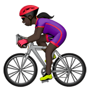 🚴🏿‍♀️ Emoji Mujer En Bicicleta: Tono De Piel Oscuro en Apple iOS 14.2.
