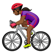 🚴🏾‍♀️ Emoji Mujer En Bicicleta: Tono De Piel Oscuro Medio en Apple iOS 14.2.