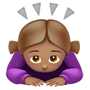 Emoji 🙇🏽‍♀️ Donna Che Fa Inchino Profondo: Carnagione Olivastra su Apple iOS 14.2.