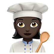 👩🏿‍🍳 Emoji Cozinheira: Pele Escura na Apple iOS 14.2.