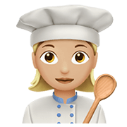 Émoji 👩🏼‍🍳 Cuisinière : Peau Moyennement Claire sur Apple iOS 14.2.