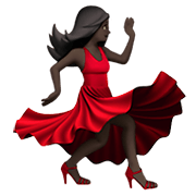 💃🏿 Emoji tanzende Frau: dunkle Hautfarbe Apple iOS 14.2.