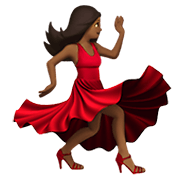 💃🏾 Emoji tanzende Frau: mitteldunkle Hautfarbe Apple iOS 14.2.