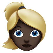 👱🏿‍♀️ Emoji Mujer Rubia: Tono De Piel Oscuro en Apple iOS 14.2.