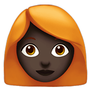 👩🏿‍🦰 Emoji Mujer: Tono De Piel Oscuro Y Pelo Pelirrojo en Apple iOS 14.2.