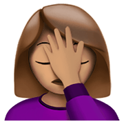 🤦🏽‍♀️ Emoji sich an den Kopf fassende Frau: mittlere Hautfarbe Apple iOS 14.2.