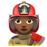 👩🏾‍🚒 Emoji Feuerwehrfrau: mitteldunkle Hautfarbe Apple iOS 14.2.
