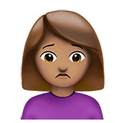 🙍🏽‍♀️ Emoji Mujer Frunciendo El Ceño: Tono De Piel Medio en Apple iOS 14.2.