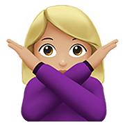 🙅🏼‍♀️ Emoji Mujer Haciendo El Gesto De «no»: Tono De Piel Claro Medio en Apple iOS 14.2.
