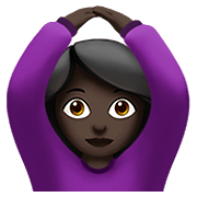 🙆🏿‍♀️ Emoji Frau mit Händen auf dem Kopf: dunkle Hautfarbe Apple iOS 14.2.