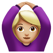 🙆🏼‍♀️ Emoji Frau mit Händen auf dem Kopf: mittelhelle Hautfarbe Apple iOS 14.2.