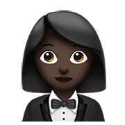 🤵🏿‍♀️ Emoji Mujer Con Esmoquin: Tono De Piel Oscuro en Apple iOS 14.2.