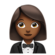 🤵🏾‍♀️ Emoji Mujer Con Esmoquin: Tono De Piel Oscuro Medio en Apple iOS 14.2.