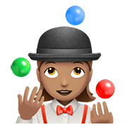 🤹🏽‍♀️ Emoji Mulher Malabarista: Pele Morena na Apple iOS 14.2.
