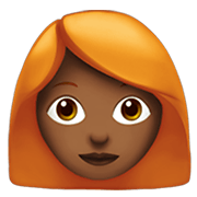👩🏾‍🦰 Emoji Mujer: Tono De Piel Oscuro Medio Y Pelo Pelirrojo en Apple iOS 14.2.
