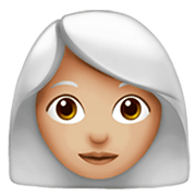 👩🏼‍🦳 Emoji Mujer: Tono De Piel Claro Medio Y Pelo Blanco en Apple iOS 14.2.