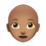👩🏽‍🦲 Emoji Frau: mittlere Hautfarbe, Glatze Apple iOS 14.2.
