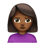 Emoji 🙎🏾‍♀️ Donna Imbronciata: Carnagione Abbastanza Scura su Apple iOS 14.2.