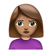 🙎🏽‍♀️ Emoji schmollende Frau: mittlere Hautfarbe Apple iOS 14.2.