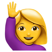 🙋‍♀️ Emoji Mujer Con La Mano Levantada en Apple iOS 14.2.