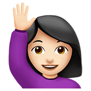 🙋🏻‍♀️ Emoji Frau mit erhobenem Arm: helle Hautfarbe Apple iOS 14.2.