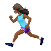 🏃🏾‍♀️ Emoji Mujer Corriendo: Tono De Piel Oscuro Medio en Apple iOS 14.2.