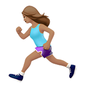 🏃🏽‍♀️ Emoji Mujer Corriendo: Tono De Piel Medio en Apple iOS 14.2.