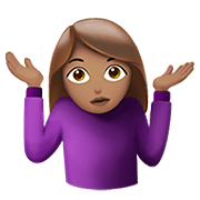 🤷🏽‍♀️ Emoji Mujer Encogida De Hombros: Tono De Piel Medio en Apple iOS 14.2.