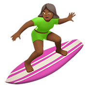 🏄🏾‍♀️ Emoji Mulher Surfista: Pele Morena Escura na Apple iOS 14.2.