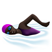 🏊🏿‍♀️ Emoji Mujer Nadando: Tono De Piel Oscuro en Apple iOS 14.2.