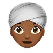 👳🏾‍♀️ Emoji Frau mit Turban: mitteldunkle Hautfarbe Apple iOS 14.2.