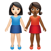 Emoji 👩🏻‍🤝‍👩🏾 Due Donne Che Si Tengono Per Mano: Carnagione Chiara E Carnagione Abbastanza Scura su Apple iOS 14.2.